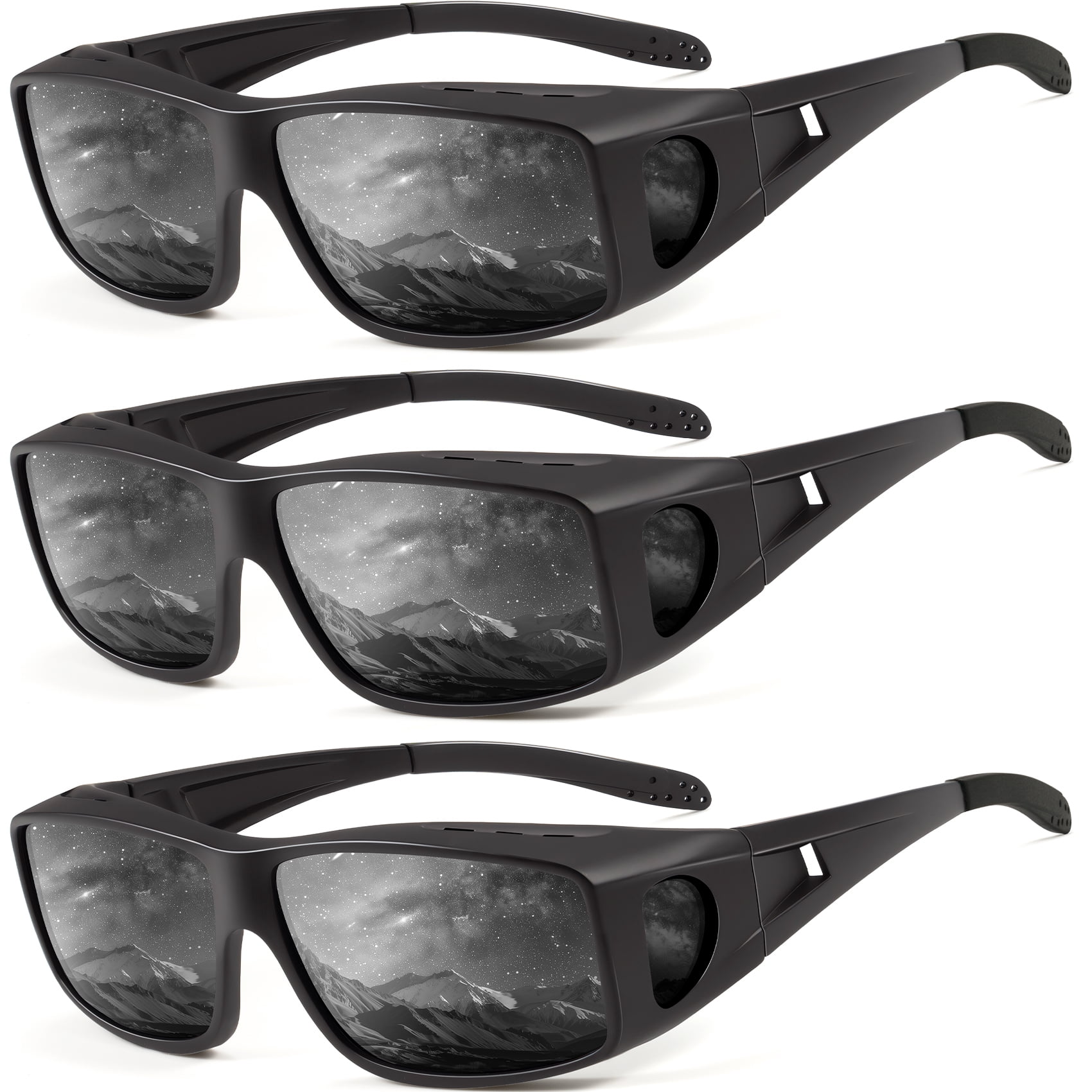 KALIYADI Fit Over Wrap Sunglasses Polarized Sun Glasses:Wrap Around Eyeglasses for Men and Women with UV Protection for Driving