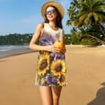 thumbnail image 3 of Goofa Daisy Sunflower Lazy Cat for Summer Dresses for Women – Beach Floral Sundress, Casual Pockets Boho Tank Dress for Hot Days, 3 of 7