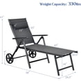 thumbnail image 3 of RELAX4LIFE Folding Lounge Chair with Wheels - Aluminum Chaise Lounge w/7 Adjustable Backrest Positions & Removable Pillow, Outdoor Patio Furniture for Porch, Lawn, Easy Assembly Beach Chair (1), 3 of 9