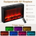 thumbnail image 4 of SESSLIFE Fireplace TV Stand for 70 Inch TV, 31'' Tall Mid Century Modern Fluted TV Stand with 2 Cabinets & Drawers, Entertainment Center with 3D Flame Electric Fireplace Heater, Natural Oak, 4 of 10