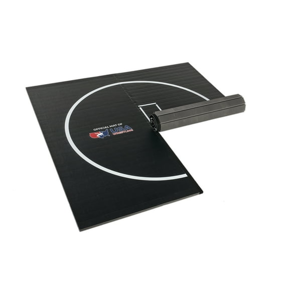 Dollamur 10’x10’x1.25” Wrestling Mat, Black, Home Workouts, Exercise, with Circles, FLEXI-Connect®
