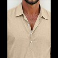 thumbnail image 3 of Camisas Clásicas de para Hombre, de Larga, con Solapa y Botones, Informales, para Playa y Verano. Caqui XXL, 3 of 4