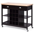 thumbnail image 1 of Costway Rolling Kitchen Island Bar Storage Serving Cart With Drawers and Wine Rack Brown, 1 of 10