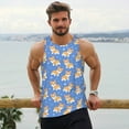 thumbnail image 6 of Gukieu Kawaii Corgi Print Men's Quick Dry Fitness Vest, Round Neck Sleeveless Fitness Bodybuilding Top-Large, 6 of 7