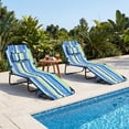 thumbnail image 2 of Gymax 2PCS 5-Position Lounge Chair Adjustable Beach Chaise w/ Face Cavity & Pillows Blue & Green, 2 of 10
