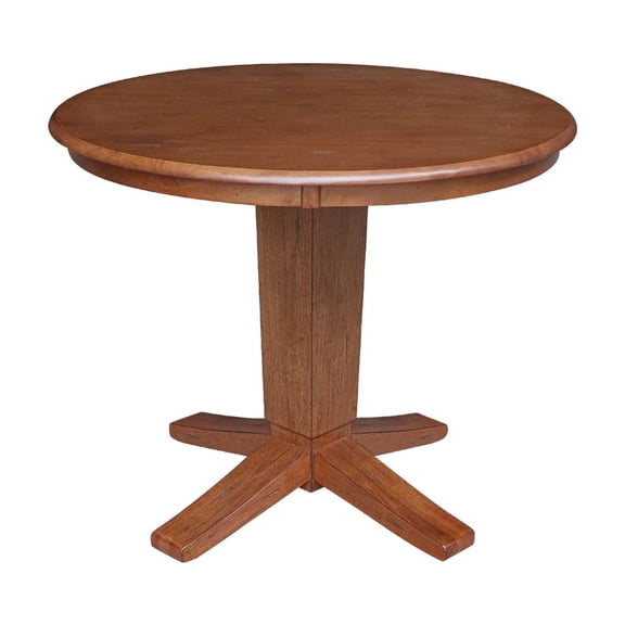 36" Solid Wood Round Top Pedestal Dining Table with 2 Dining Chairs
