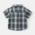 thumbnail image 3 of Emy Dola Little Boys Collared Button Down Shirt With Tie Set Toddler Boy School Uniform Shirt Tops Short Sleeve Plaid Blouse 2-8T, 3 of 11