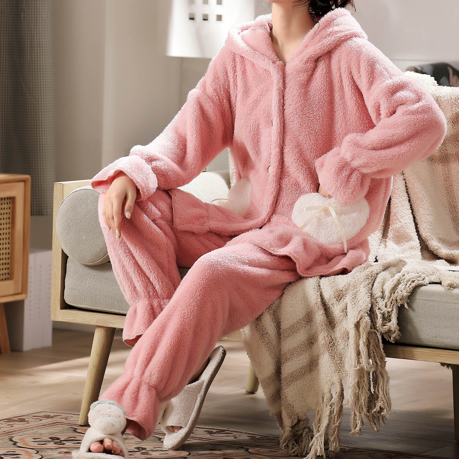 Peignoir Moelleux Beokeuioe Peignoir à Manches Longues En Polaire Pour Femme - Long - Vêtement De Détente - En Flanelle - Double Face - Douillet - Avec Ceinture - Pelucheux, Gris A1