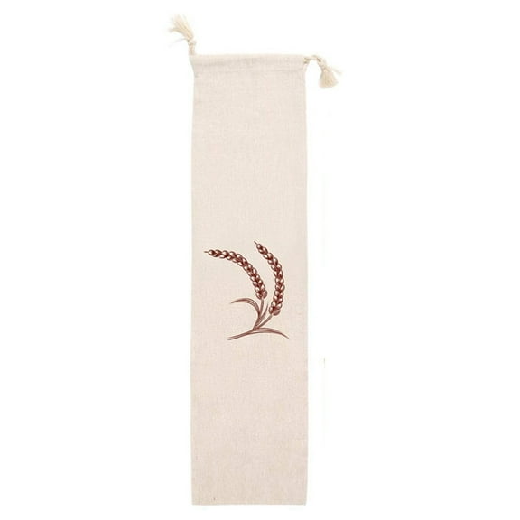TOP-MAX Natural Linen Fresh Bread Bag Rustic Drawstring Bag Fresh Bread Bag for Storing Baguettes Long Flat Breads
