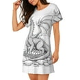 thumbnail image 2 of Zufioo Dragon Nest Sketch Print Women's Nightgown, Round Neck Short-sleeved Pajamas, Home Wear Suitable for Home and Outing, 2 of 6