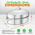 thumbnail image 3 of Nutrichef Oval Roasting Pan, Roaster with Polished Rack, Wide Handle and Stainless Steel Lid, 3 of 7