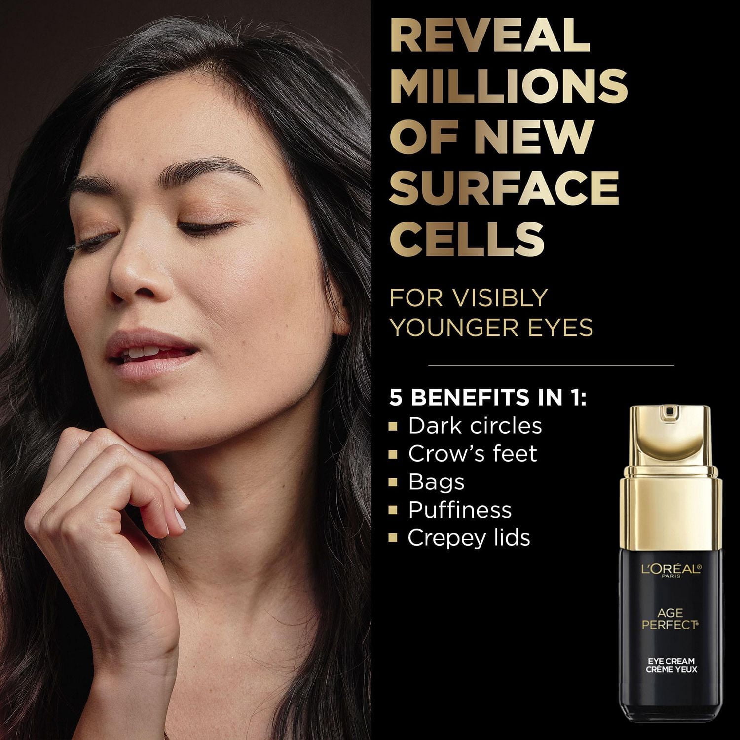 L'Oréal Paris Crème pour les Yeux, Age Perfect Cell Renewal, avec complexe réparateur antioxydant, Cible 5 signes visibles du vieillissement : cernes, pattes d'oie, poches, paupières crépues, 15 ml Crème Yeux, 15 ml