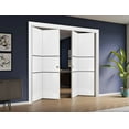 thumbnail image 3 of Sliding Closet Double Bi-fold Doors | Planum 0014 White Silk with Frosted Glass | Sturdy Tracks Moldings Trims Hardware Set | Wood Solid Bedroom Wardrobe Doors, 3 of 5