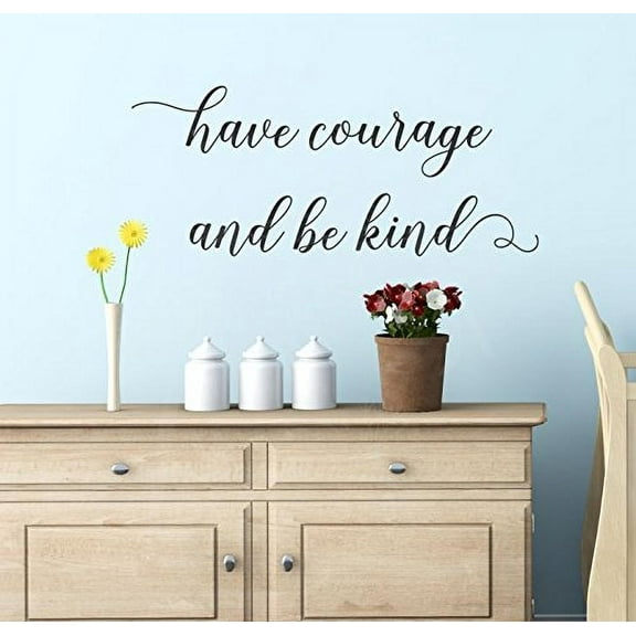 Courage Be Kind Inspirational Decals Vinyl Sticker Wall Words, 23x10-inch, Black