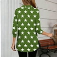thumbnail image 4 of HomeDM 3/4 Sleeve Shirts for Women, Collared V Neck Dressy Pullover Tops Causal Loose Fit Work Blouses, Star Print - Green/M, 4 of 5