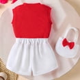 thumbnail image 6 of mgoYE Baby Girl Clothes 6-9 Months Toddler Baby Girl Clothes Summer Linen Outfit Bows Ruffle Vest Shirts + Ruffled Short Set 12 18 24 Month 2T 3T(Red,2-3 Years), 6 of 8