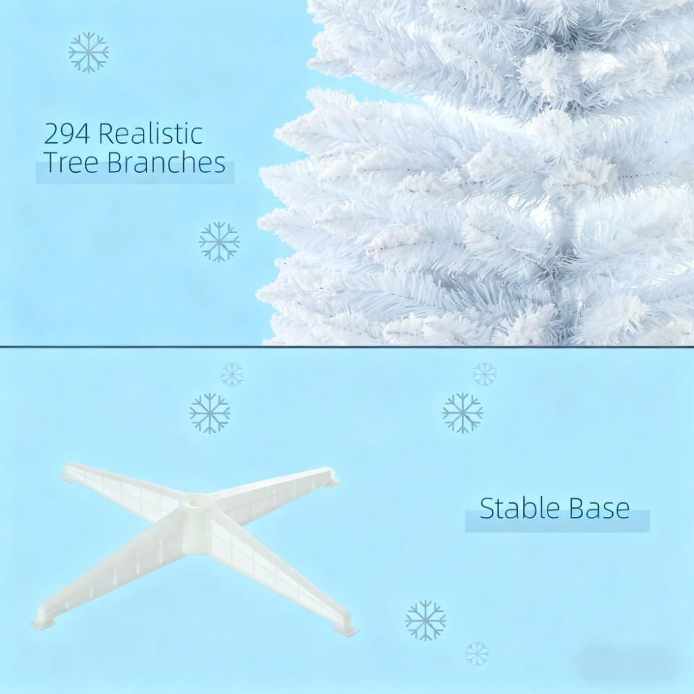 5ft Unlit Snow Flocked Pencil Christmas Tree 294 Tips Flame Retardant Small Space Holiday Decor