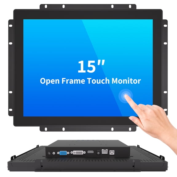 LMENGER 15IN Open Frame Touch Monitor, PCAP 10-Point Touch Industrial Touchscreen Monitor, with HDMI/VGA/DVI Interface, Active Matrix TFT LCD,LED Backlight, with VESA Mount