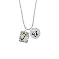 thumbnail image 2 of Delight Jewelry Silvertone Pebble Border Initial - T Silvertone Script Initial Disc - U - Charm Necklace, 20"+3", 2 of 4