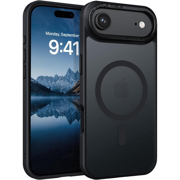 Magnetic for iPhone Air Case 2025[Compatible with MagSafe][Military-Grade Drop Protection][Anti-Yellowing], Shockproof Protective Translucent Matte Cover for iPhone 17 Air Case 6.5", Black