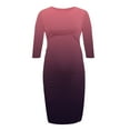 thumbnail image 3 of Jinhomg Fashion Pregnancy Dress for Women 3/4 Sleeve Gradient Color Bodycon Dress Slim Fit Comfy Crew Neck Midi Maternity Dresses Spring Saving Today Watermelon Red L, 3 of 5