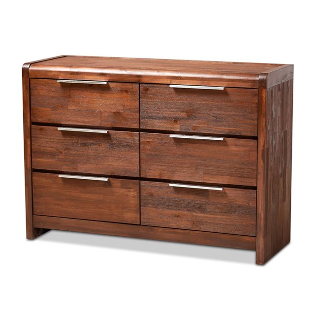 Baxton Studio Torres Brown Oak Finished 6-Drawer Wood Dresser