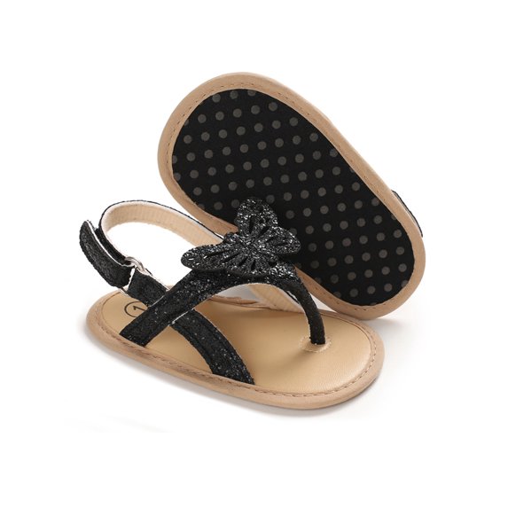 Seyurigaoka Baby Girl's Butterfly Sandals Summer Soft Soles First Walker Crib Shoes