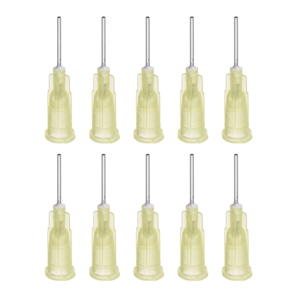 Punta Dispensadora Aguja para Líquido Pegamento Pistola, 20G 1/2", 10uds (Amarillo)