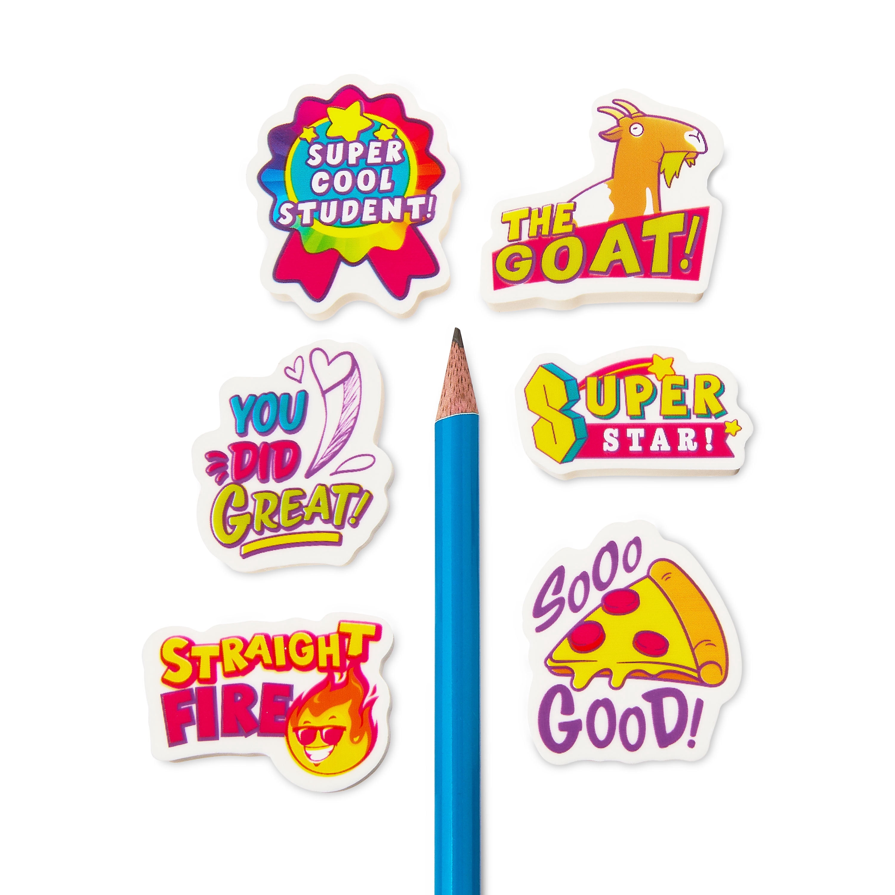 Pen+Gear Reward Erasers Teacher Bucket, 60 Count, Assorted Designs