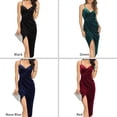 thumbnail image 4 of Hanerdun Women Female Velvet Party Dress Ruched Bodycon Midi Dress Green L, 4 of 4