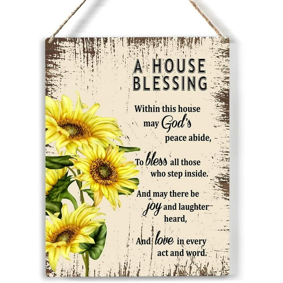 a House Blessing Within This House Wood Sign Sunflower Wooden Signs Rustic Hanging Plaque Home Wall Art 8x10 Sign Wall Decor for Home