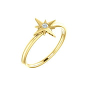 14K Yellow Gold .03 CT Diamond Star Ring Diamond Ring Size 7 for Womens Fine Jewelry Gifts Set From Heart