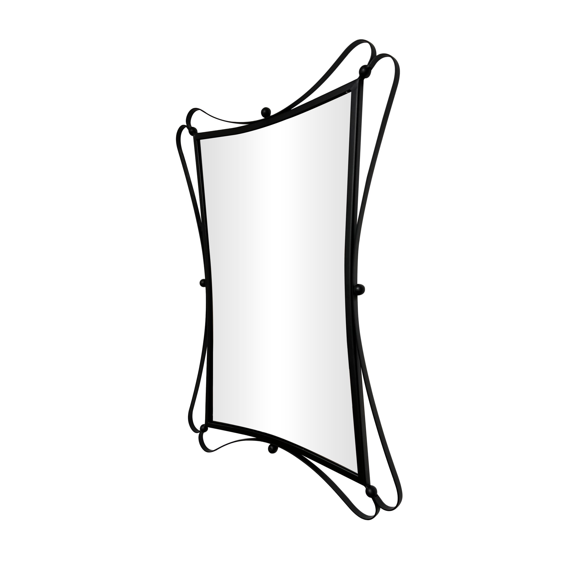 DecMode 43" x 31" Black Wall Mirror with Rounded Edges