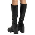 thumbnail image 4 of Soda Women Block Chunky Heel Knee High Boots Platform Side Zipper SONIA-H Black PU 8.5, 4 of 4
