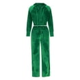 thumbnail image 6 of Elainilye Fashion Women Two Piece Outfits Gold Velvet Sports Suit Long Sleeve Hooded Sweatshirt and Sweatpants Casual Sweatsuit Set,Green, 6 of 8