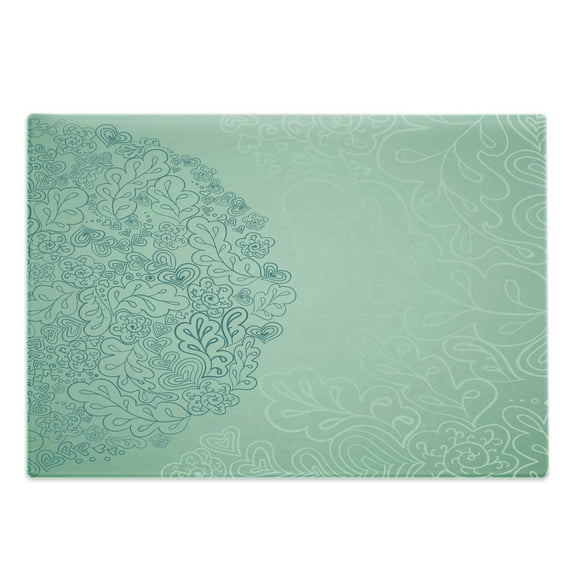 Mint Cutting Board, Floral Simplistic Pattern with Mixed Leaves Botanical Beauty Nature Illustration, Decorative Tempered Glass Cutting and Serving Board, Large Size, Teal Turquoise, by Ambesonne