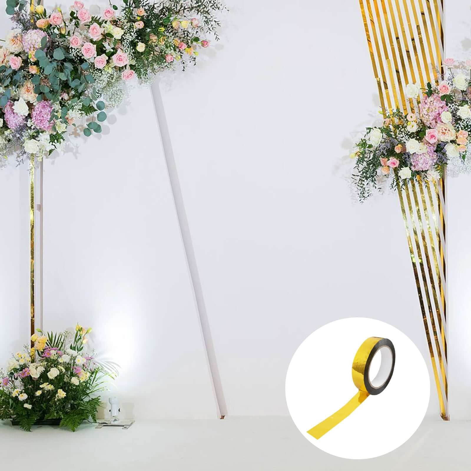 Efavormart 100 Yds | 1" Gold Metalized Film Tape, DIY Floral Wrap Decor Craft Tape - Polyester with Acrylic