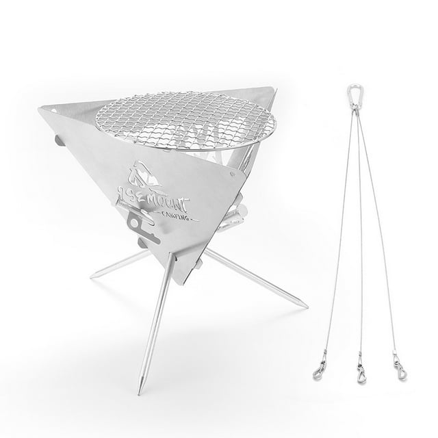 Foyer en Acier Inoxydable Portable pour Camping Pique-Nique Barbecue au Charbon