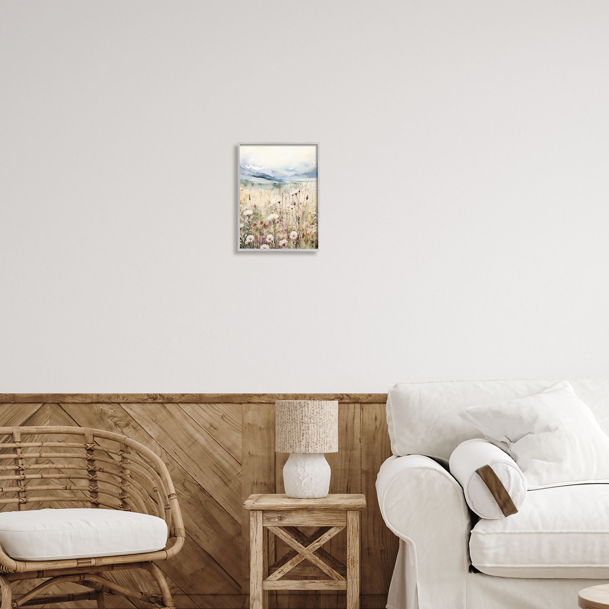 Stupell Industries Rural Daisy Field Meadow Landscape Painting Gray Framed Art Print Wall Art, 11 x 14