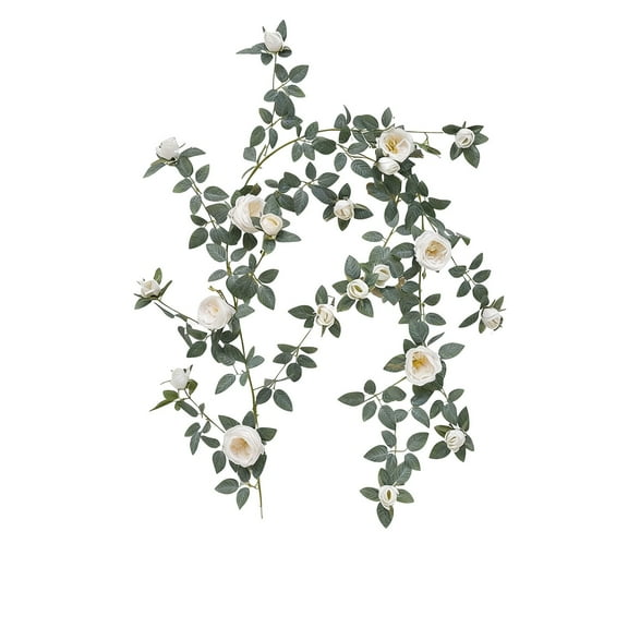 86.6", Pink Flower Garland Artificial Rose Vines Hanging Floral Garland for Home Decor Wall Trellis Fence Wall Decoration