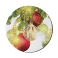 thumbnail image 1 of Christmas Mouse Pad for Computers, Baubles Motifs Noel Yuletide Theme Traditional Celebration Motif Winter Season, Round Non-Slip Thick Rubber Modern Mousepad, 8" Round, Multicolor, by Ambesonne, 1 of 2