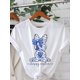 thumbnail image 1 of Casual Short-Sleeve Crew Neck T-Shirt Featuring an Easter Bunny Print, Designed for Women., 1 of 4