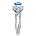 thumbnail image 4 of 8*8mm Women's Luxury Aquamarine Blue Band 925 Silver Hollow Jewelry Ring Wedding, 4 of 5