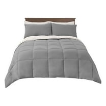 Reversible Down Comforter, Medium Warmth (41-Ounces of Fill) Oversized Queen Blanket, Grey-White