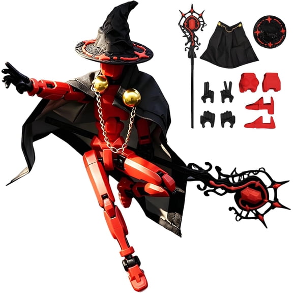Wizard T13 Action Figure, 3D Printed Multi-Jointed, Titan 13 Action Figures, Multi-Articular Lucky Mobile Robot Nova, Desktop Decorations Xmas Birthday Gift for Game Lovers Toys, Red