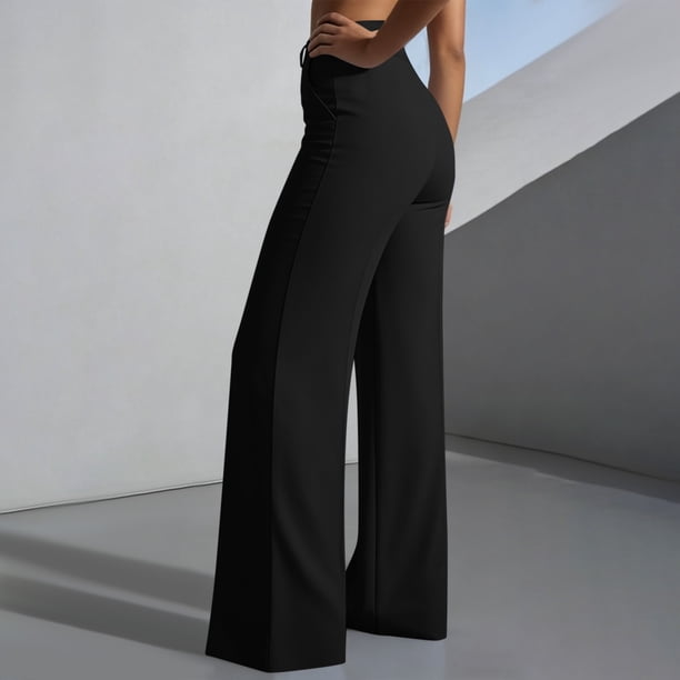 Womens Business Casual Slacks High Waisted Wide Leg Pintuck Dress