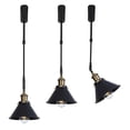 thumbnail image 1 of FSLiving Adjustable Height Track Pendnat Light J-Type Retractable Lift Track Spotlight with Telescoping Rod Adjustable Gimbaled Lamp-Post Juno Track Industrial Cone Lamp, Antique Brass - 3 Lights, 1 of 7