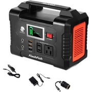 200W Portable Power Station, FlashFish 40800mAh Solar Generator with 110V AC Outlet/2 DC Ports/3 USB Ports, Backup Battery Pack Power Supply for CPAP Outdoor Advanture Load Trip Camping Emergency
