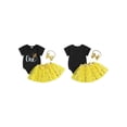 thumbnail image 2 of BemeyourBBs Infant Baby Girl First Birthday Outfit 1st Years Old Birthday Clothes Bee Letter Print Crew Neck Short Sleeve Romper Mesh Skirt and Bow Headband 3 Pcs Set, 2 of 9