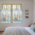 thumbnail image 3 of Watercolor Marine Life Kitchen Curtains 54 Inch Length, Ocean Corals Shells Starfish Blue Plaid Tiers Curtains for Bathroom Bedroom Cafe, Light Filtering Window Treatment Drapes 2 Panels 42"Wx54"L, 3 of 8